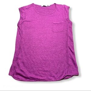 Athleta Purple Crewneck Cap Sleeve Shirt
